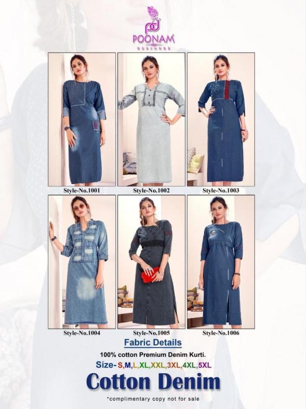 Poonam Cotton Denim Designer Kurtis Collection